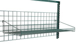The SmartWall Grid Shelf is a rectangular, epoxy-coated corrosion-resistant metal wire shelf with raised sides, designed for wall mounting—ideal for organizing or storing items in your garage, workshop, or storage area.