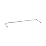 A single chrome plated metal support bar with a triangular lattice design, featuring two short right-angle ends for mounting, photographed on a white background; ideal for use with Super Erecta shelving and channel frame systems.