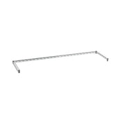 A single chrome plated metal support bar with a triangular lattice design, featuring two short right-angle ends for mounting, photographed on a white background; ideal for use with Super Erecta shelving and channel frame systems.