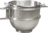 A large, industrial 60 quart Legacy Mixer Bowl with two flat handles and a reinforced rim, crafted from stainless steel for commercial kitchens or bakeries. The bowl’s rounded base and smooth, shiny surface ensure durability and ease of use.