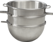 A large, shiny 20 quart stainless steel double boiler set with two stacked pots. The top pot is shallower and fits snugly inside the deeper bottom pot. Both have side handles, flared rims, and a clean brushed metal texture that gleams.