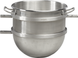 A 40 quart double boiler made of stainless steel with two stackable pots; the rounded bottom pot holds boiling water, while the top fits securely above it. Both feature sturdy side handles. The background is plain and light-colored.