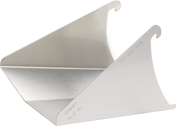 A metal attachment for a Hobart 12 quart mixer, featuring two angled sides with “TOP WIRE HERE” engraved on one and “HOBART HL 12 ALL” on the other. Each end has a hook, photographed on a plain white background—ideal for securing an ingredient chute.