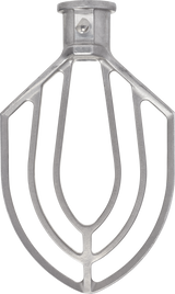 A Hobart flat beater for a Legacy Mixer 80 quart is shown against a white background. It features a paddle-like shape with open, curved sections and a central spine, designed for mixing dough or batter, and has a top connector for the mixer.