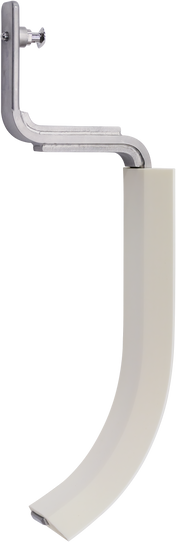 A metal and plastic L-shaped object with a vertical curved beige section attached to a horizontal silver bracket, featuring an adjustable screw at the top. Its industrial design suggests it could be a Bowl Scraper mount for the HL600 60 quart bowl.