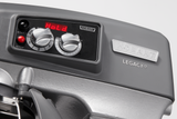 A close up of a 20 quart mixer, showcasing the details of this powerful planetary mixer.