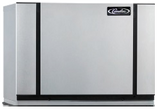 A large, rectangular, silver-colored Modular Ice Maker with a smooth front panel, two vertical black lines, and a brand logo at the top right corner. This air-cooled machine is ideal for producing half-size cubes in commercial settings.