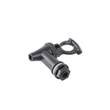 A black metal replacement faucet valve with a T-shaped handle, hexagonal nut, and two rubber O-rings, photographed on a white background—ideal for beverage dispensers or TableCraft systems, shown at an angle to highlight its mechanical details.