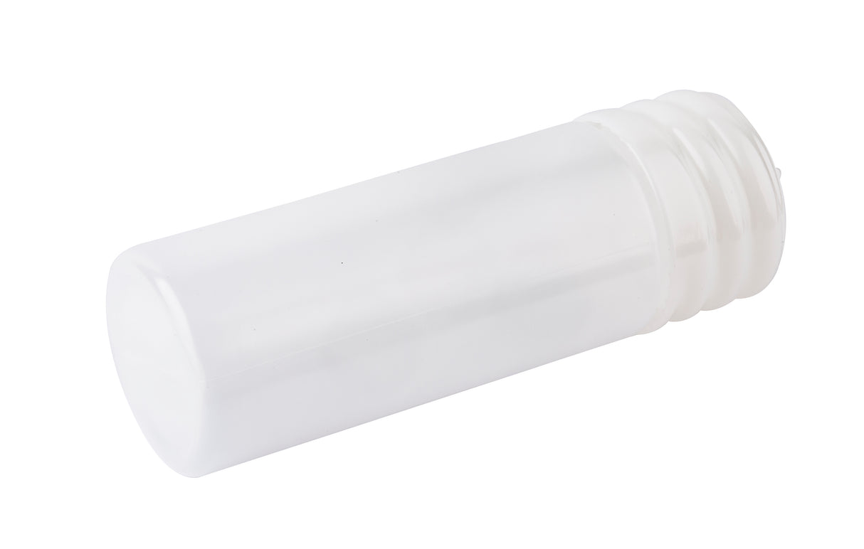 A translucent white plastic WideMouth Squeeze Bottle with a screw-top opening, shown lying on its side against a white background. The 20 oz squeeze bottle has a plain surface with no labels or markings visible and is dishwasher safe.
