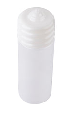 A translucent white WideMouth Squeeze Bottle with a textured, ridged screw-on cap is shown against a plain white background. The cylindrical, unlabelled 20 oz squeeze bottle features smooth sides and a domed top on the cap.