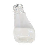 A clear, empty plastic bottle with a 48 oz capacity is shown against a white background. With a wide base and threaded neck for a cap, this replacement jar has a shiny, smooth surface and is tilted slightly to the right.