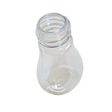 A clear, empty plastic bottle shaped like a lightbulb, shown from above at an angle. This 48 oz dispenser features a wide neck with threading for a cap, and its smooth, transparent surface reflects light. The background is plain white.