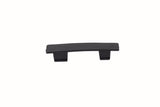 A black, rectangular polypropylene piece with a slight curve and two downward-facing legs. Centered on a white background, it appears to be a clip or cover component—potentially dishwasher safe—for an electronic device or furniture.