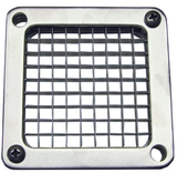 A square metal grid cutter with a 3/8" cutting grid and evenly spaced blades, set in a shiny metal frame. Four screws secure the Blade & Holder Assembly, and one corner features an extra hole, possibly for mounting or alignment.