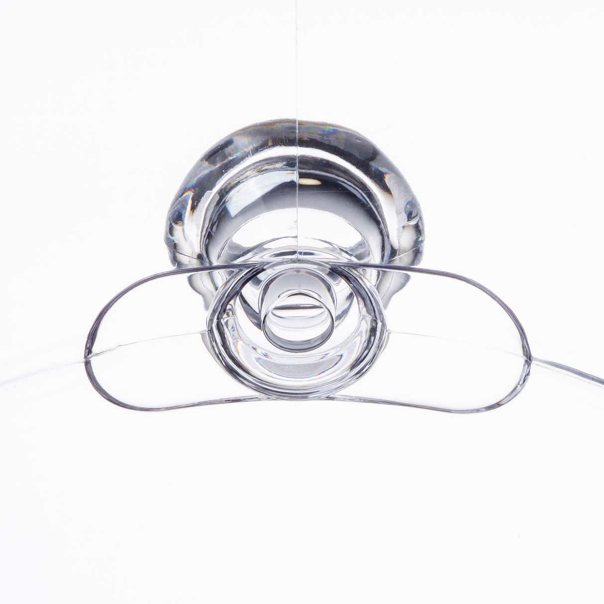 Close-up view of a transparent plastic suction cup attached to a smooth, white surface, designed for use with the 1.5 qt TableCraft PB5115 Wine Bucket. The image centers on the circular suction cup and its supporting horizontal hook.