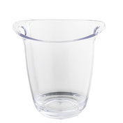 A clear SAN Plastic wine bucket with a 2-3/4 qt. capacity features a smooth, slightly flared rim and two small, curved handles. The cylindrical bucket has a rounded base and is photographed against a plain white background.