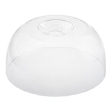 A transparent, dome-shaped plastic cake dome with a flat circular top and a central knob handle, designed to cover and protect food items. Dishwasher safe, this TableCraft cover stands out against the plain white background.