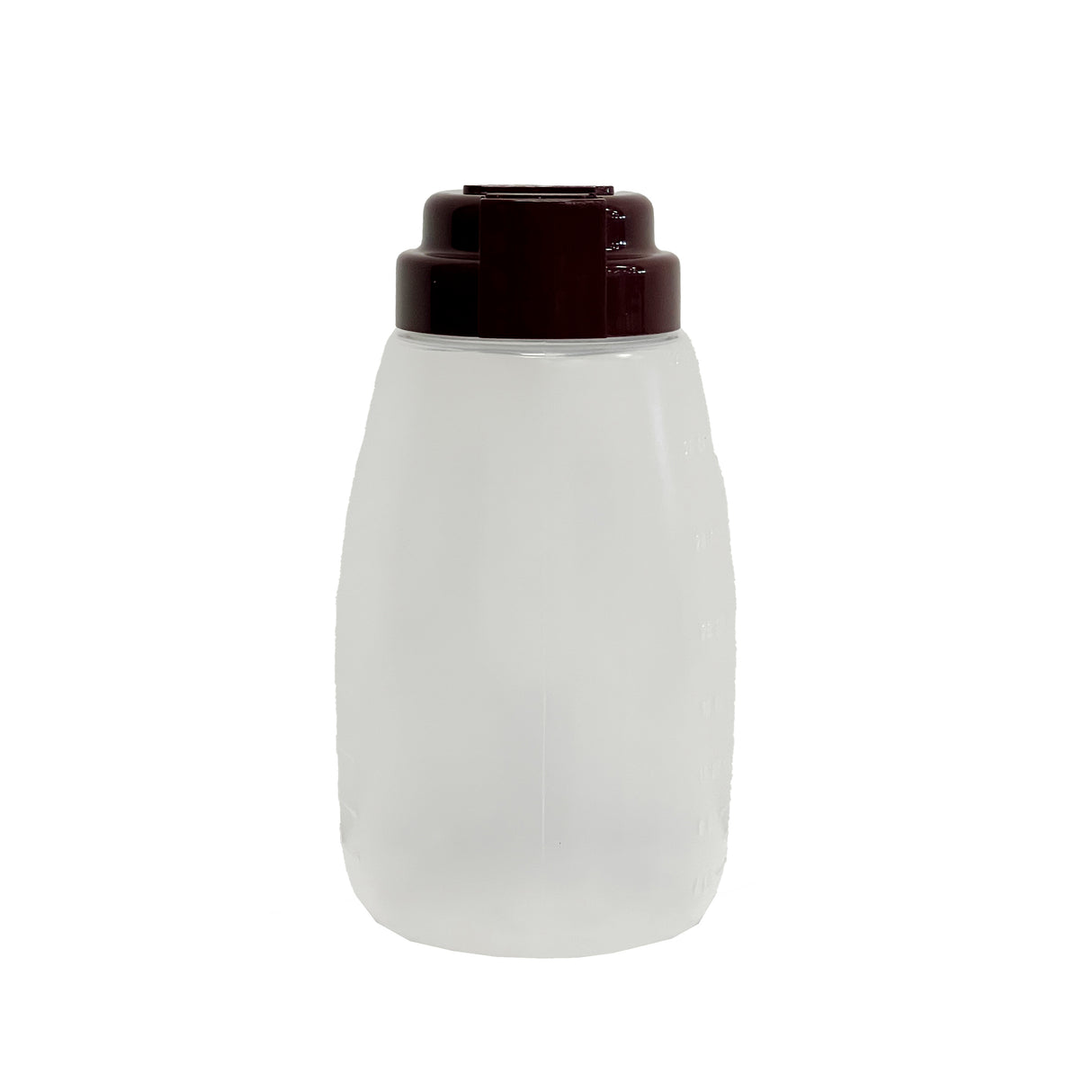 A BPA free, translucent, frosted plastic squeeze bottle with a dark brown, opaque screw-on cap. The 32 oz Option Dispenser is cylindrical and slightly tapered towards the top, standing upright on a plain white background.