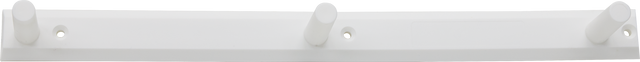 A white Hobart wall rack with four evenly spaced cylindrical pegs and four visible screw holes, photographed against a plain white background. The design is simple and minimalist, perfect for use as a coat rack or plate holder.