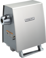 A stainless steel Hobart PD-70 commercial meat grinder with a rectangular body, sturdy base, and #12 hub Power Drive Unit. It features a metal feeding tube on the left and a prominent Hobart logo centered on the front panel, plus a visible warning label.