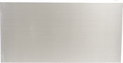 A smooth, metallic, brushed stainless steel surface with a subtle horizontal grain defines the modern look of the Vulcan PRECIPAN Back Panel Enclosure. Soft lighting highlights its industrial style on this clean, unadorned 28 gallon enclosure. No visible handles or markings.