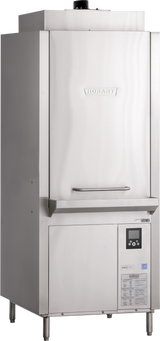 A commercial Hobart Advansys stainless steel dishwasher with a front-loading door, digital control panel, and four sturdy legs stands upright against a plain background. The Hobart logo is embossed on the front of this advanced commercial utensil washer.