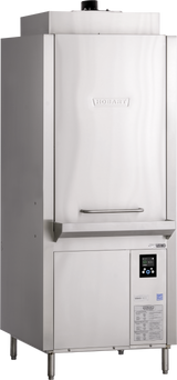 A large, industrial stainless steel Advansys Hobart dishwasher with the brand name embossed on the front. This ventless pot pan washer features a vertical handle, control panel near the bottom, and sturdy legs for support.