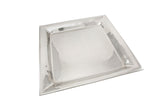 A rectangular Remington Collection tray with slightly raised, sloped edges and a textured, hammered surface. This stainless steel tray features a shiny, reflective finish and is photographed on a plain white background.
