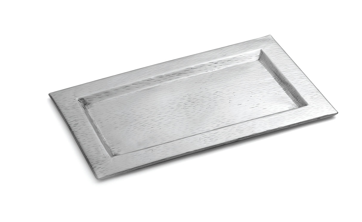 Rectangular Remington Collection tray with a slightly raised, textured rim and smooth, recessed center. The stainless steel tray is placed on a white background and has a reflective, brushed metal finish.
