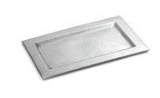 Rectangular Remington Collection tray with a slightly raised, textured rim and smooth, recessed center. The stainless steel tray is placed on a white background and has a reflective, brushed metal finish.