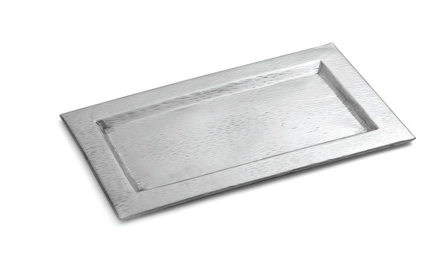 Rectangular Remington Collection tray with a slightly raised, textured rim and smooth, recessed center. The stainless steel tray is placed on a white background and has a reflective, brushed metal finish.