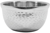 A shiny, double wall stainless steel bowl from the Remington Collection, with a slightly flared rim and rounded base. The exterior features horizontal, evenly spaced shallow indentations for texture, while the interior remains smooth and reflective.
