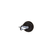 A single black caster from the Radiance Range, with a metal mounting bracket and axle, viewed from the side against a plain white background. The circular wheel appears to be made of hard plastic or rubber.