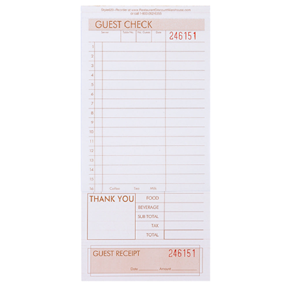 KNG 3147PAD Kng 2 Part Guest Checks Padded