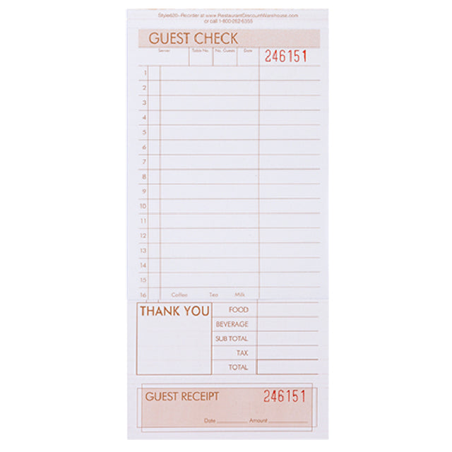 KNG 3147PAD Kng 2 Part Guest Checks Padded