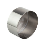 A metallic, cylindrical object with a brushed stainless steel finish, open at one end and closed at the other. It is photographed on a plain white background, highlighting both the circular opening and smooth, reflective, dishwasher safe inner surface.