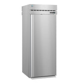 A tall, single-door Steelheart Series Refrigerator with a digital control panel near the top. This sleek, modern commercial refrigerator features a vent above the door and a flat front surface, standing alone against a white background.
