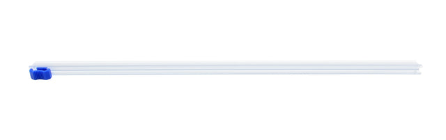 A clear plastic sealing rod with a small blue clip on one end, designed as a replacement slide cutter for film dispensers. Placed horizontally against a white background, it keeps bags sealed and contents fresh.