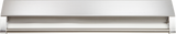 A stainless steel range hood with a sleek, rectangular design, perfect for 36" ranges. The image shows a front view, highlighting the smooth metallic surface, vent opening, and a towel bar near the bottom edge for added convenience.