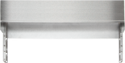 A stainless steel wall-mounted bracket with a brushed finish, designed for Vulcan 36" ranges. It features a broad flat top and two vertical support arms with multiple mounting holes, offering sturdy utilitarian support for equipment or appliances.