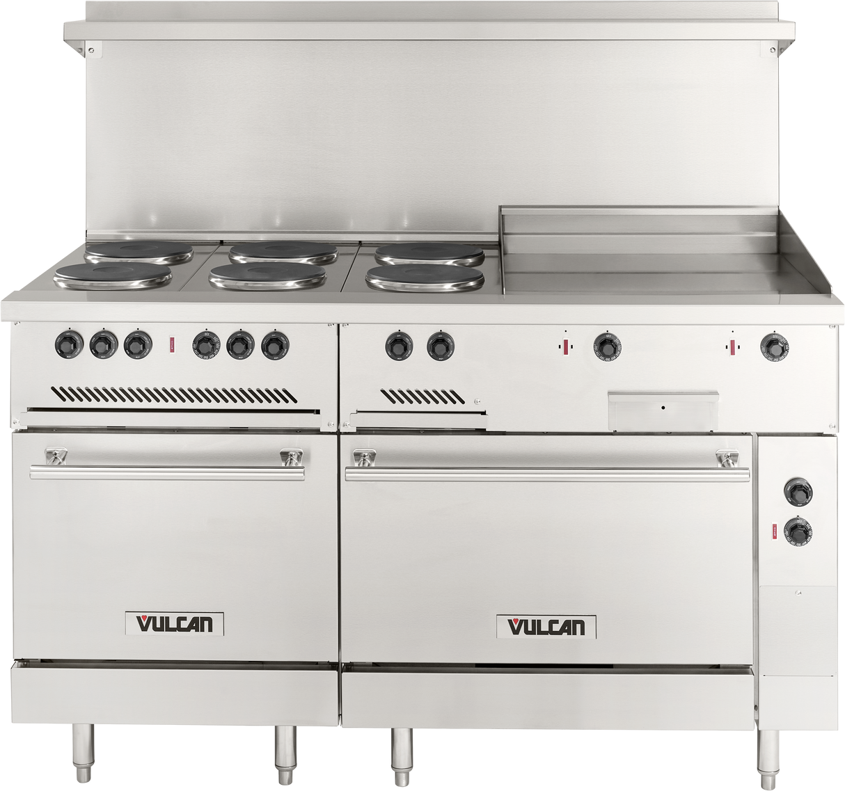 Vulcan EV60SS-6FP24G240 60 Inch Electric Restaurant Range with Griddle Ovens