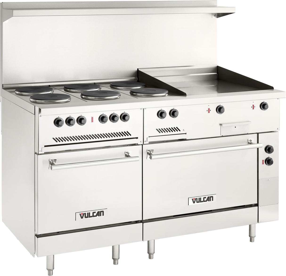 Vulcan EV60SS-6FP24G240 60 Inch Electric Restaurant Range with Griddle Ovens