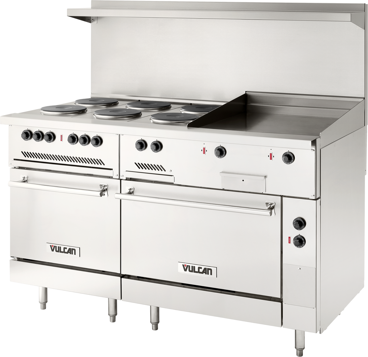 Vulcan EV60SS-6FP24G208 60 Inch Electric Restaurant Range with (6) Hotplates and Griddle