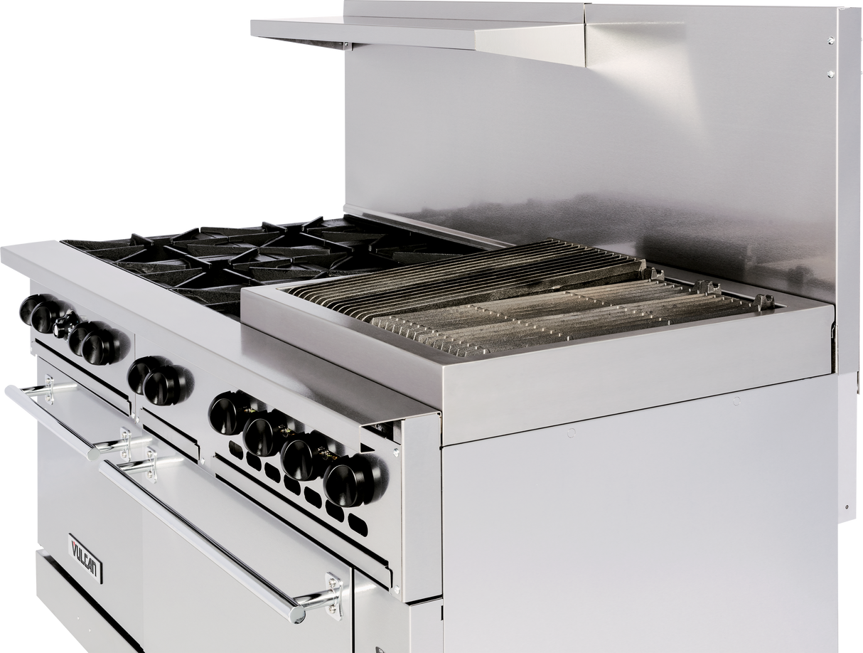 Vulcan 60SC-6B24CBP 60Inch Restaurant Range Gas with Charbroiler 6 Burner 302000 BTU