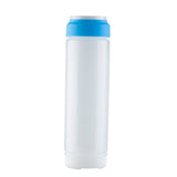 A tall, cylindrical, translucent white plastic TableCraft container with a wide blue screw-on lid. Featuring a 53mm silicone seal, the plain container stands upright against a white background with no labels or markings.