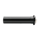 A black cylindrical tube with a metallic, gear-like cap on one end, shown horizontally against a white background—this could be part of an in-counter lid dispensing system or a cold beverage lids dispenser, with its textured edges suggesting precise functionality.