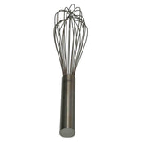 A TableCraft piano whip crafted from stainless steel, featuring a smooth, solid handle and a balloon-shaped looped wire head—perfect for efficiently stirring and mixing ingredients.