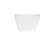 A white, square, ceramic flower pot with slightly outward-sloping sides. Reminiscent of a bowl in shape, it appears empty and is photographed against a plain white background for a minimalist and clean look.