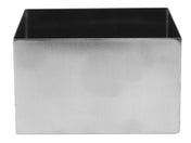 A plain, stainless steel square container with straight edges and a smooth, matte finish. This 1-1/4 qt bowl is empty, open at the top, and has no visible handles or designs. The image is taken from the front at eye level.