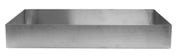 A rectangular, deep, stainless steel baking ring with straight sides and a brushed metal finish is shown against a white background. Its open-top and bottom design pairs well with a stainless steel bowl and is dishwasher safe for easy cleanup.